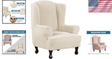 Load image into Gallery viewer, Premium 1 Piece Wing Chair Covers - Soft Stretch Fabric, Easy Care Protection