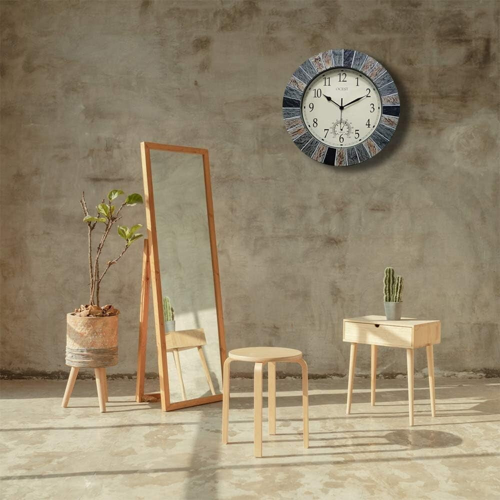 13-Inch Indoor/Outdoor Wall Clock - Elegant Waterproof Decor, Battery Operated