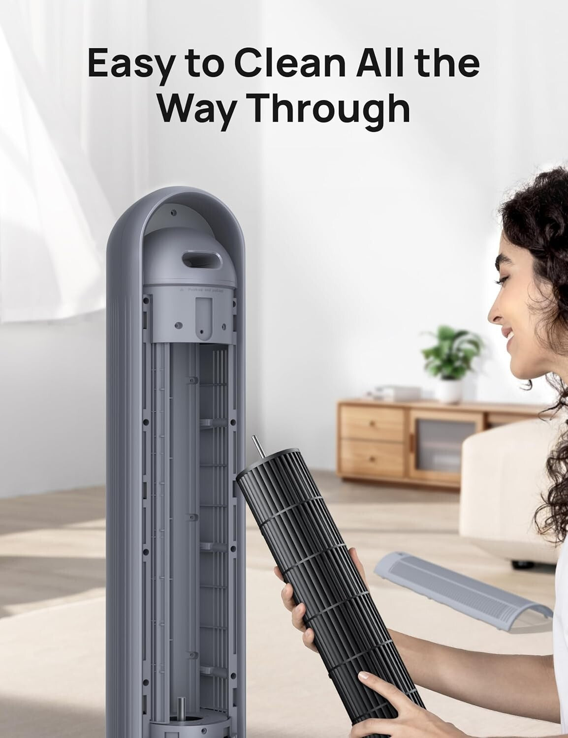 Advanced Tower Fan with 90° Oscillation - Safe, Easy-Clean Cooling Solution