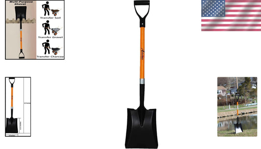 Heavy-Duty Transfer Shovel with 41" Ergonomic Handle - Ideal for Gardening & ...