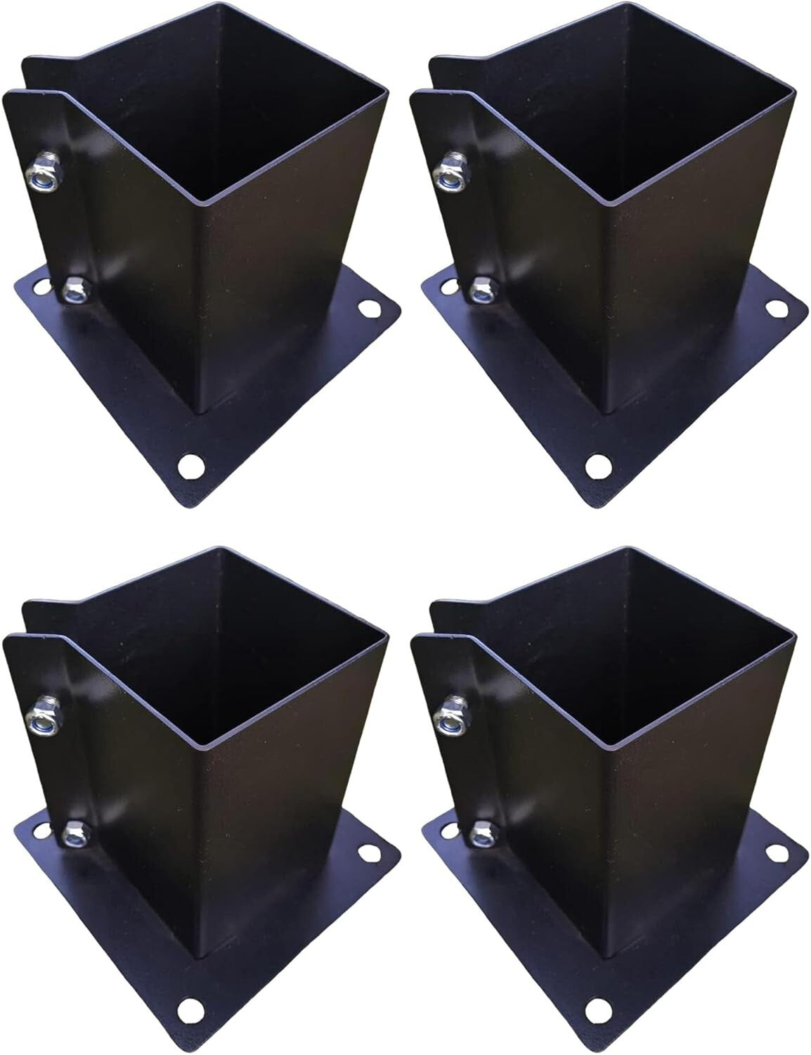 Durable Metal Deck Post Base for 5.5x5.5 Wooden Columns - Black Powder-Coated