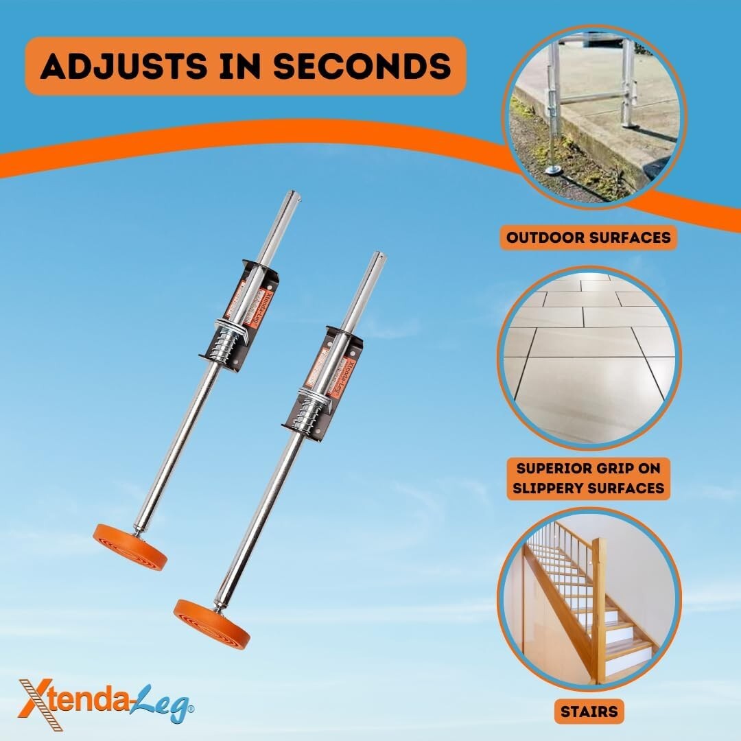 Easy Install Ladder Stabilizer with Rubber Feet - OSHA Approved Safety Accessory