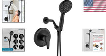Load image into Gallery viewer, Modern Wall-Mount Shower Faucet Kit in Matte Black - 6 Spray Handheld Included