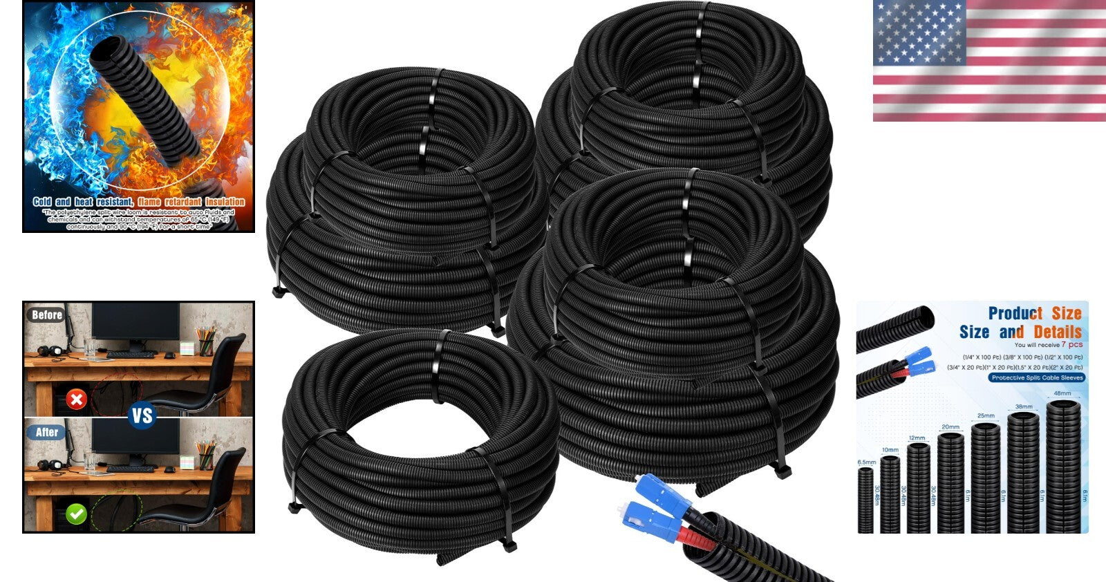 Polyethylene Wire Loom Tubing Assortment - Protect and Organize with Style
