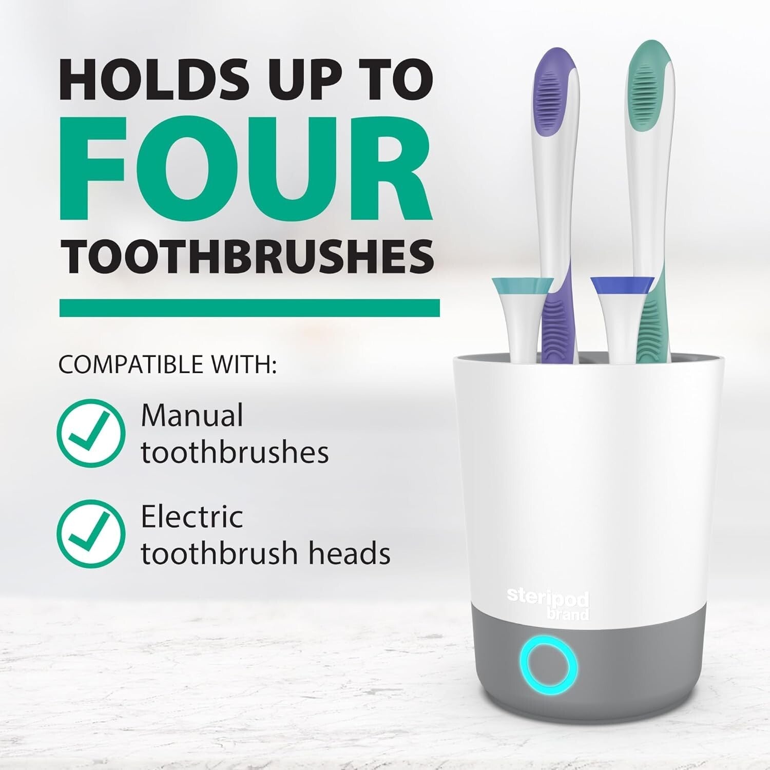Compact UV Sanitizer for Toothbrushes - Fast Cleaning & Family-Friendly Design