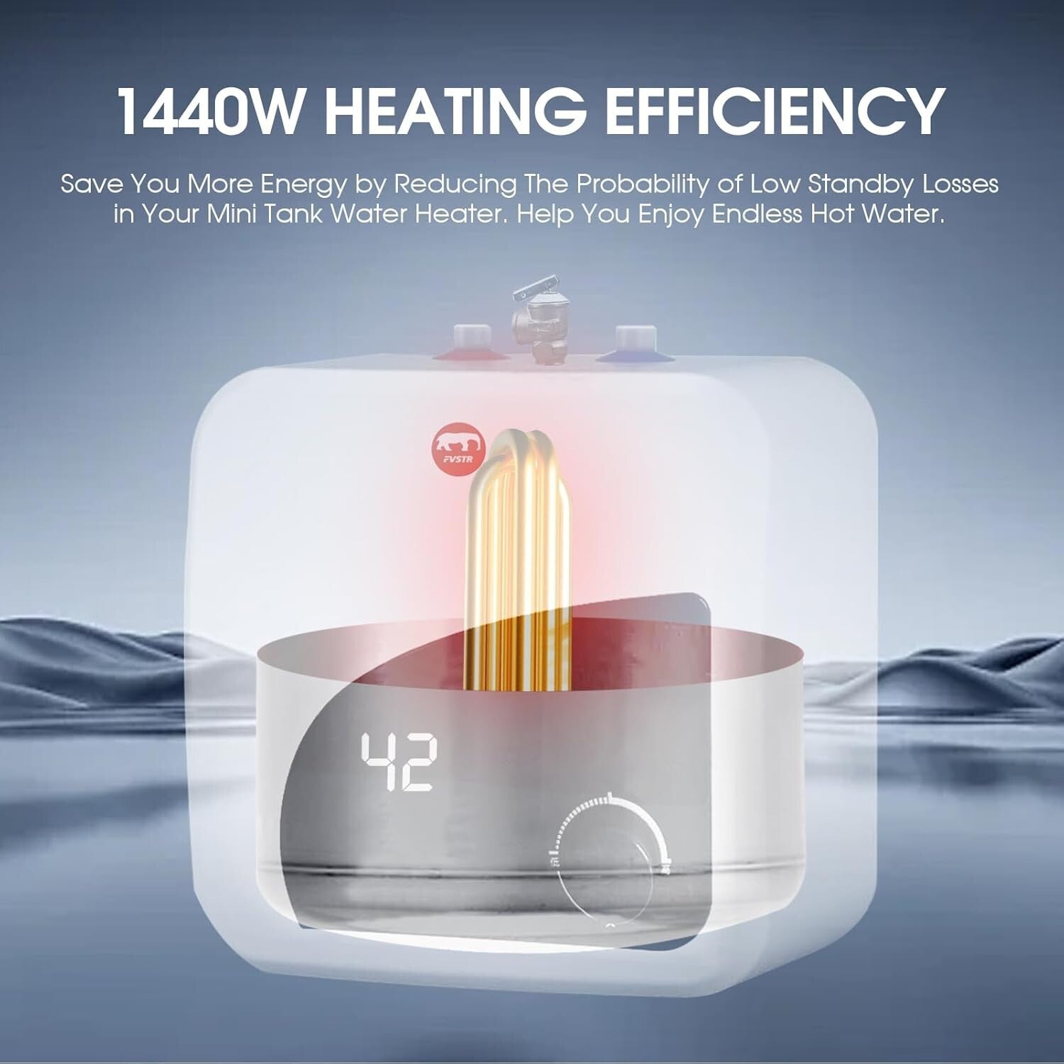 2.7 Gallon Stainless Steel Electric Water Heater with Adjustable Thermostat