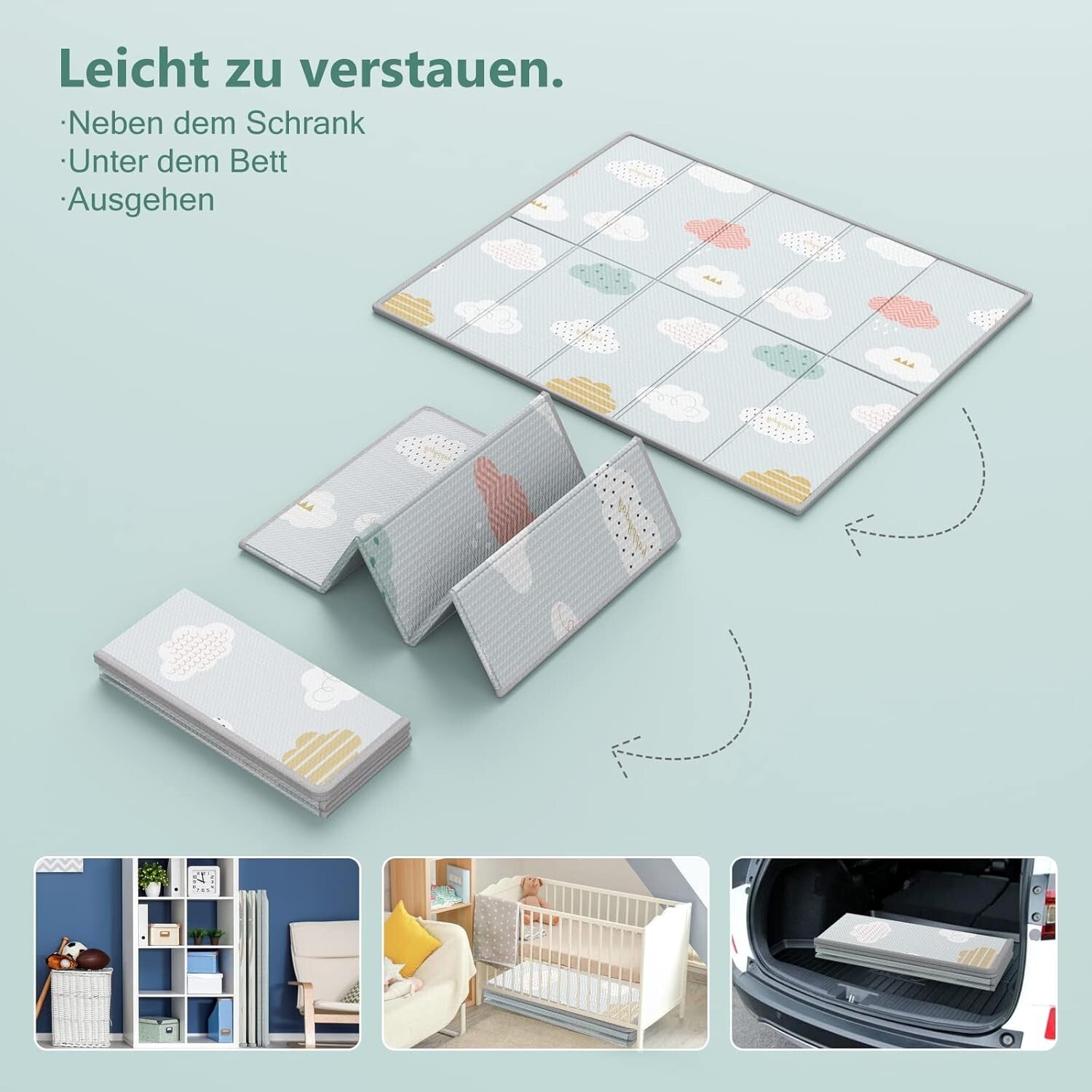 Cute Motif Waterproof Play Mat - Extra Large Foam Mat for Babies & Tummy Time