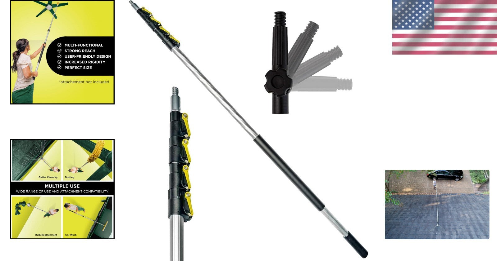 DOCA 6-24 Ft High Reach Pole - Telescoping Tool for Safe Cleaning & Maintenance