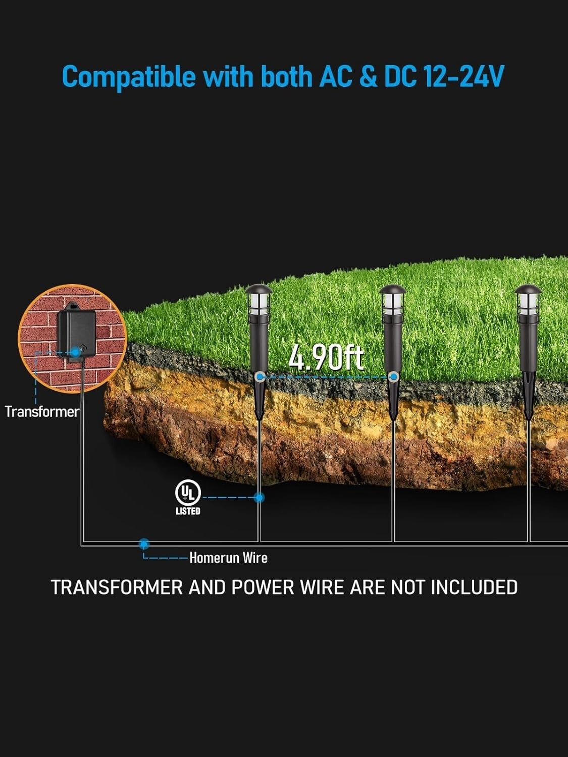 Warm White 3000K LED Bollard Lights - Waterproof Landscape Lighting 12-Count