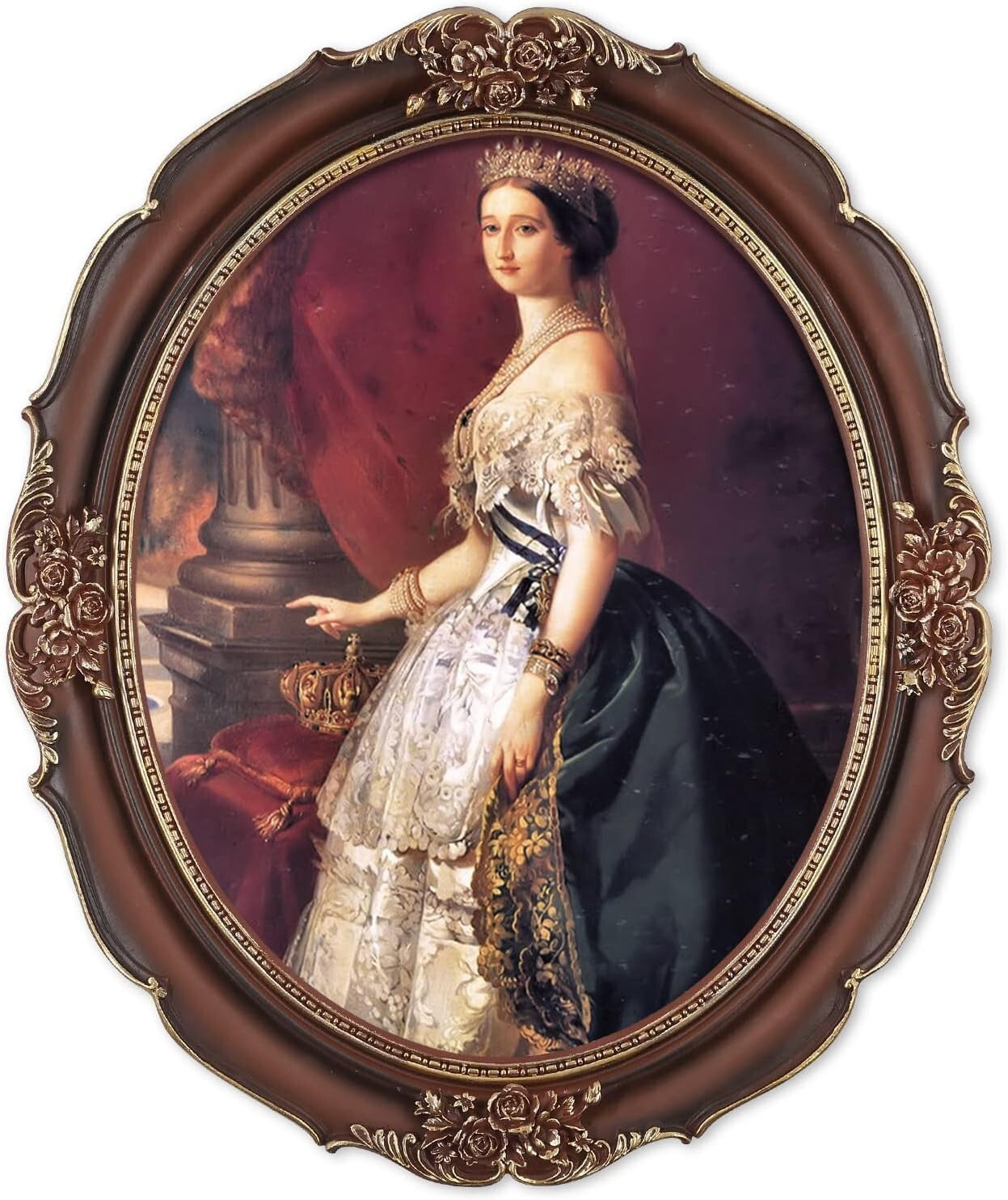 Handcrafted 11x14 Oval Picture Frame with Floral Design -Luxury Home Accessory