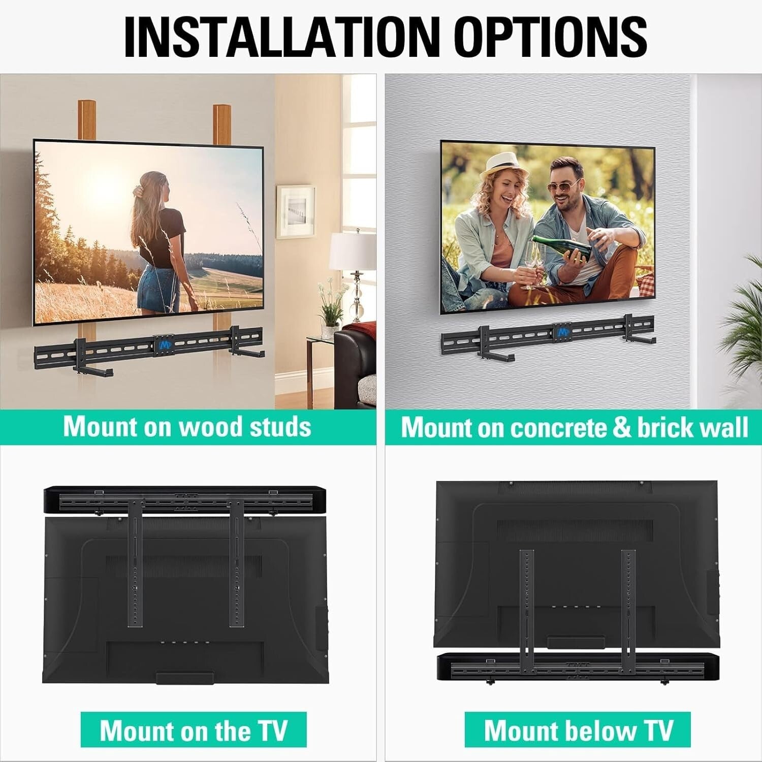 Easy Install Soundbar Holder with Non-Slip Base, Fits Most TVs and Walls
