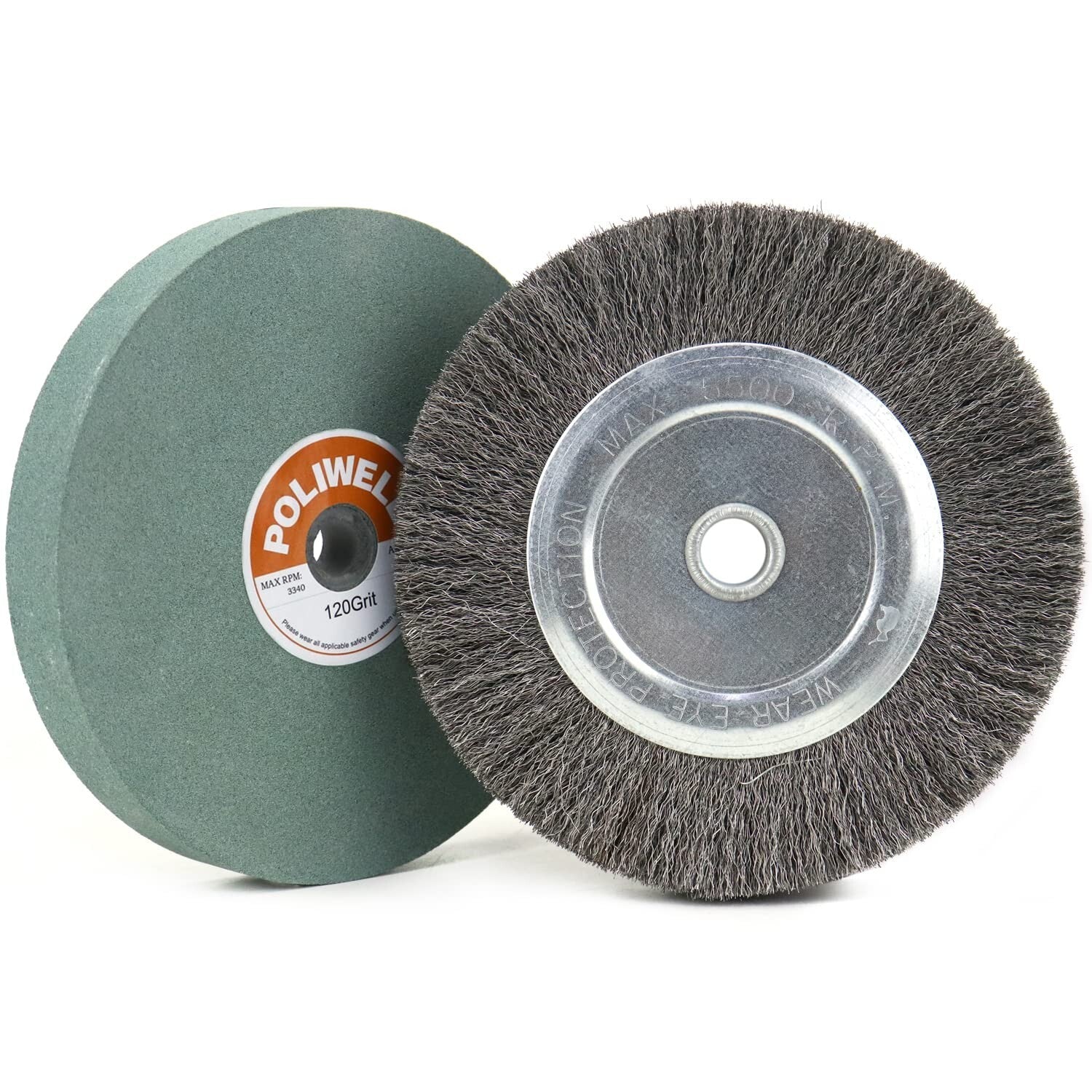 Premium 6-Inch Bench Grinder Wheel and Fine Crimped Wire Brush Combo for Tools