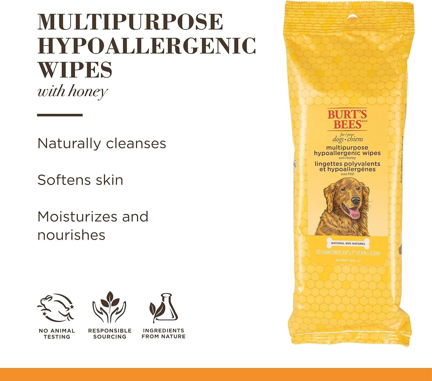 Eco-Friendly Grooming Wipes for Dogs - Hypoallergenic & Made in the USA - 6 Pack