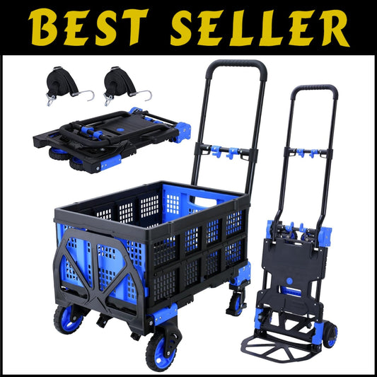 Lightweight Foldable Hand Truck Dolly with Bungee Cords & Adjustable Handle