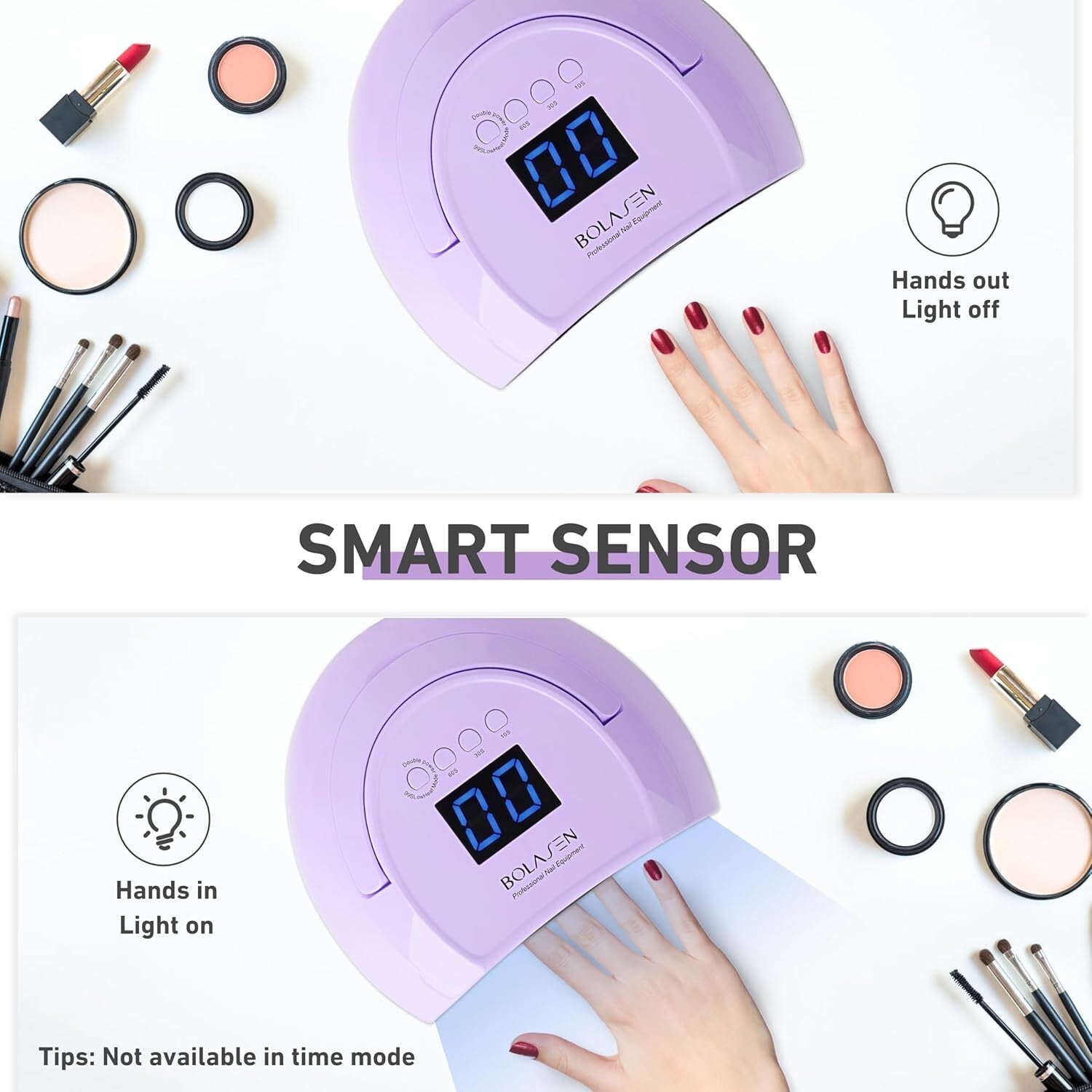 Purple 80W UV Nail Lamp with Removable Metal Base - Ideal for Home & Salon