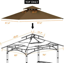 Load image into Gallery viewer, Easy-Install 5×8 Grill Canopy Top Cover - Fits L-GG001PST-F &amp; Offers Ventilation