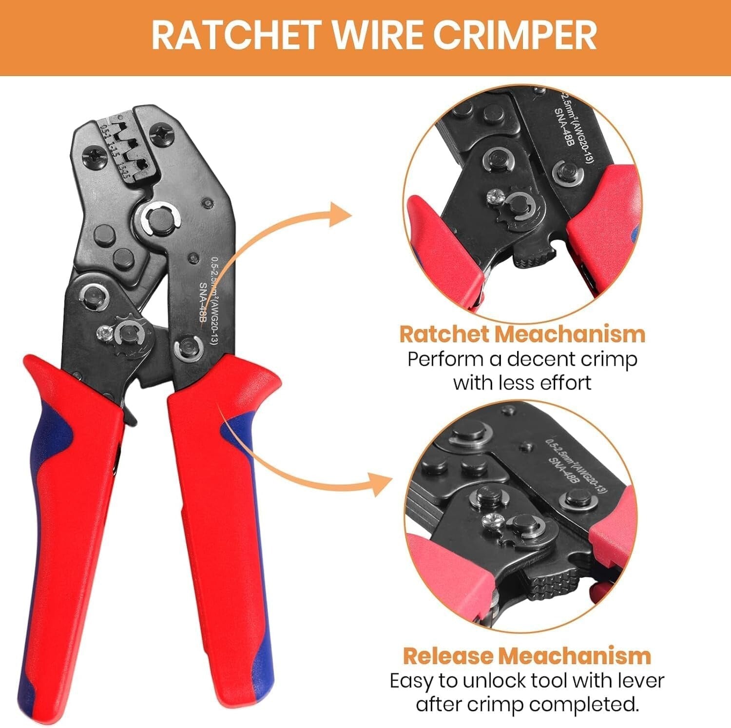 Complete 43-Kit Automotive Connector Set with Ratcheting Wire Crimping Tool
