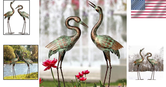 Freestanding Handcrafted Crane Sculpture - Unique Outdoor Garden Ornament