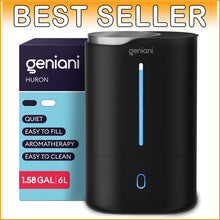 Load image into Gallery viewer, 6L Top Fill Humidifier &amp; Essential Oil Diffuser – Black Ultrasonic Quiet Mist