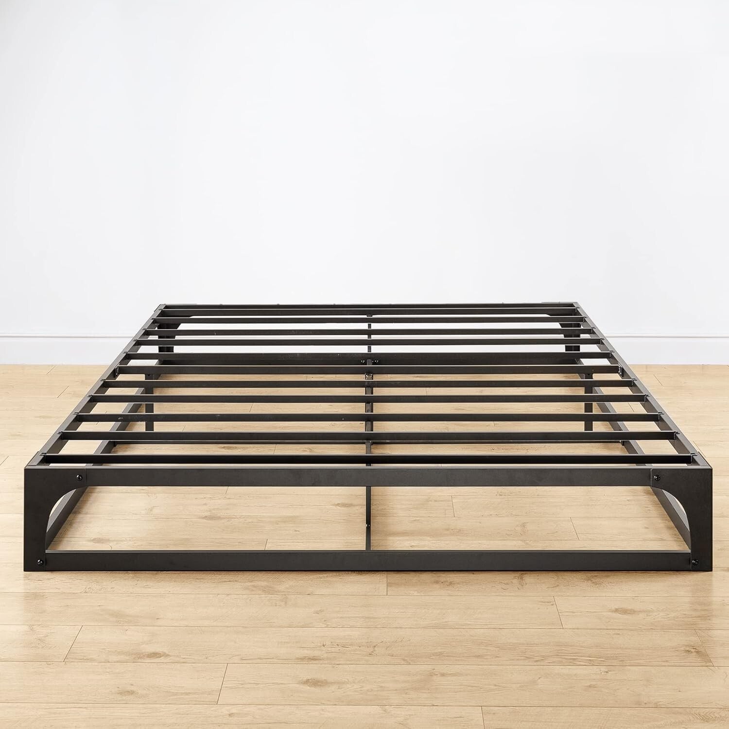 Queen Metal Platform Bed Frame with Integrated Steel Slat Support - Black Finish
