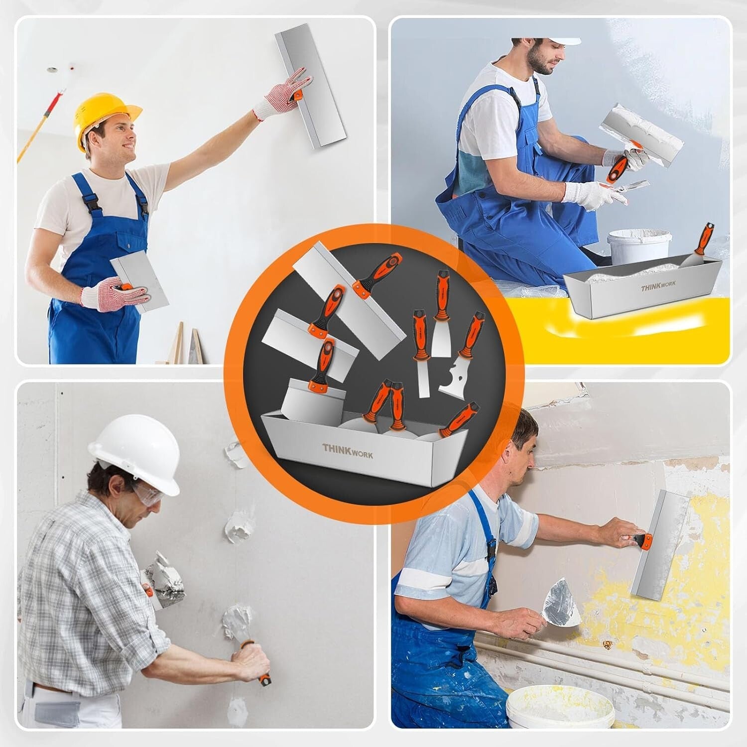 All-in-One 10-Piece Putty Knife & Drywall Scraper Set - Rust-Resistant Tools