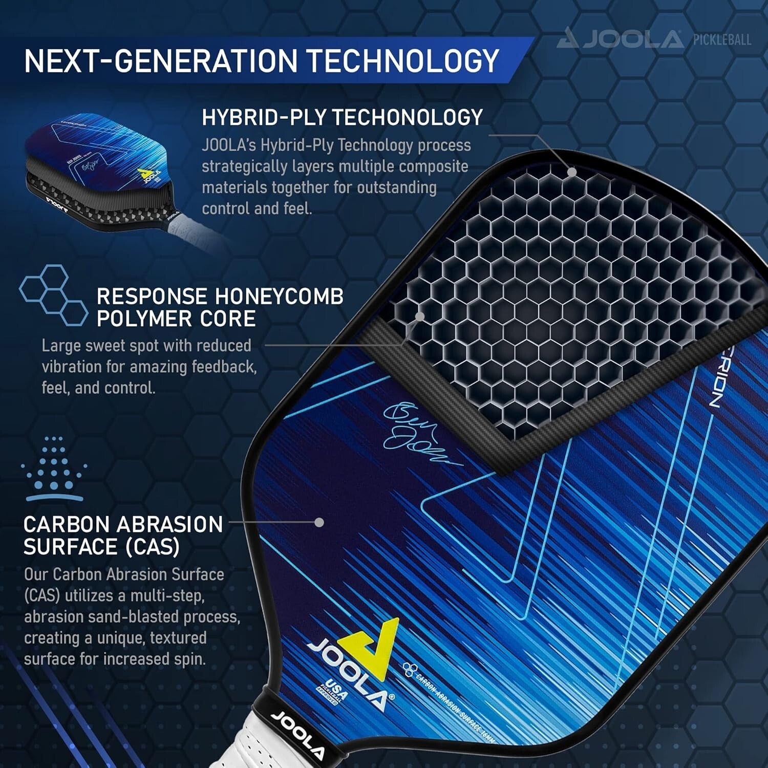 Expert-Level Pickleball Paddle - Ben Johns Hyperion with Carbon Fiber Durability