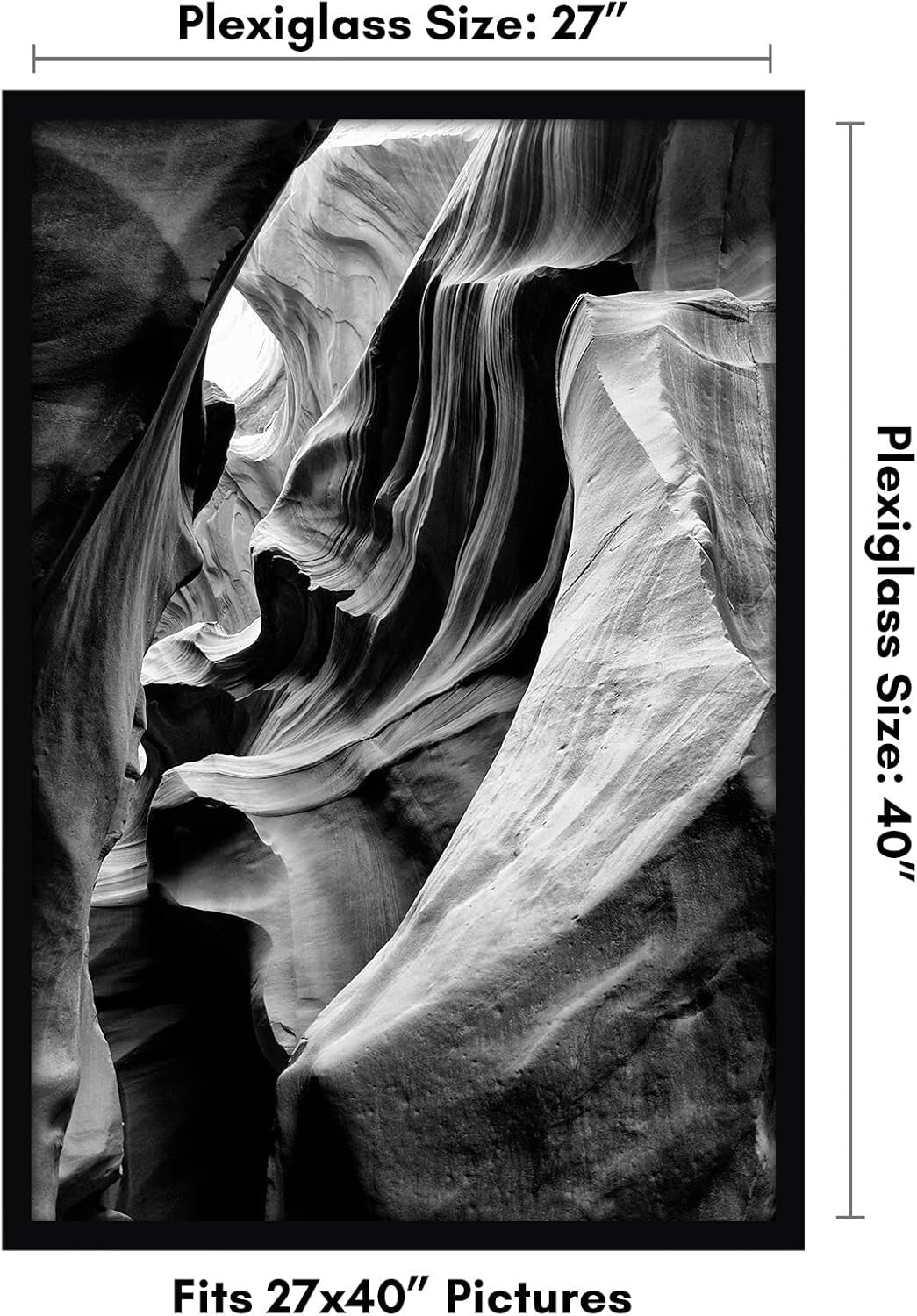 Stylish 27x40 Black Picture Frame with Durable Engineered Wood - Gift Ideal