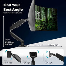 Load image into Gallery viewer, Heavy-Duty Aluminum Monitor Arm for UltraWide Displays - Supports up to 44 lbs