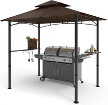 Load image into Gallery viewer, Stylish 8' x 5' BBQ Canopy Gazebo with Waterproof Design and LED Lighting