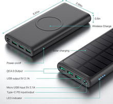 Load image into Gallery viewer, 5-in-1 Wireless Portable Charger 36800mAh – Solar &amp; Fast Charging Power Bank