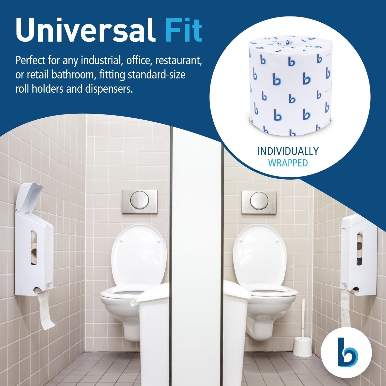 B6144 Eco-Friendly 2-Ply Septic Safe Toilet Tissue - 38400 Sheets in White