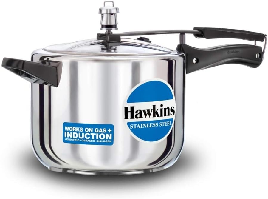 5-Liter Silver Pressure Cooker - Induction & Gas Compatible, Efficient Cooking