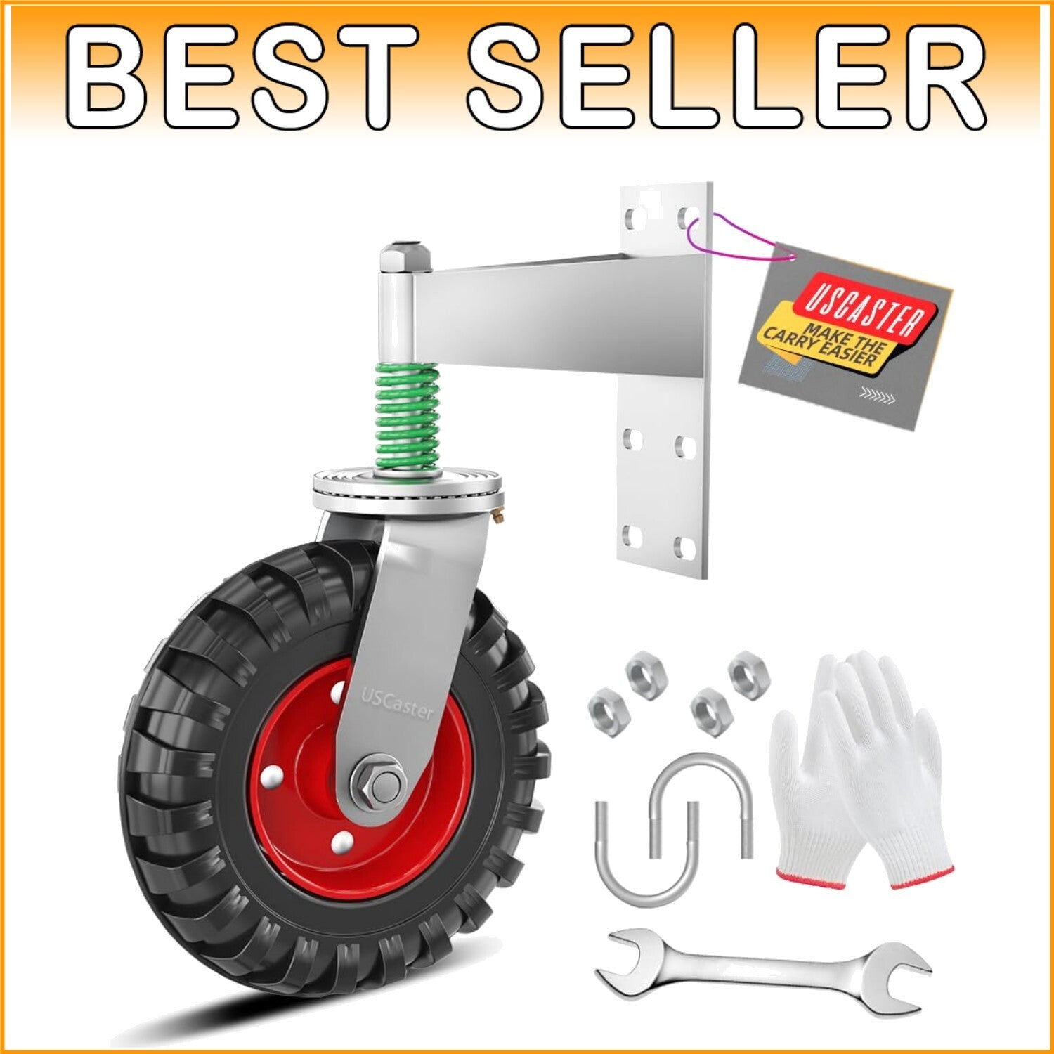 Effortless Installation 8-Inch Gate Caster - 360° Rotation with Spring Mechanism