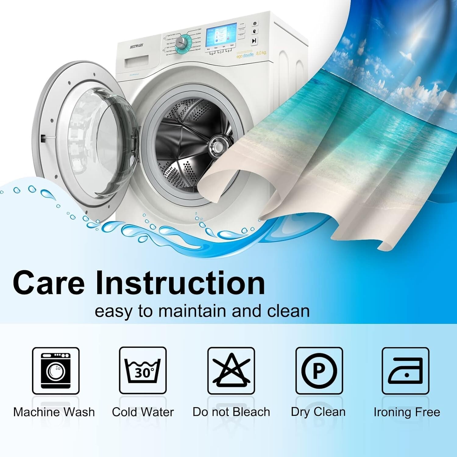 Machine Washable Blackout Drapes for Living Room - Movie Theme, 84" Length