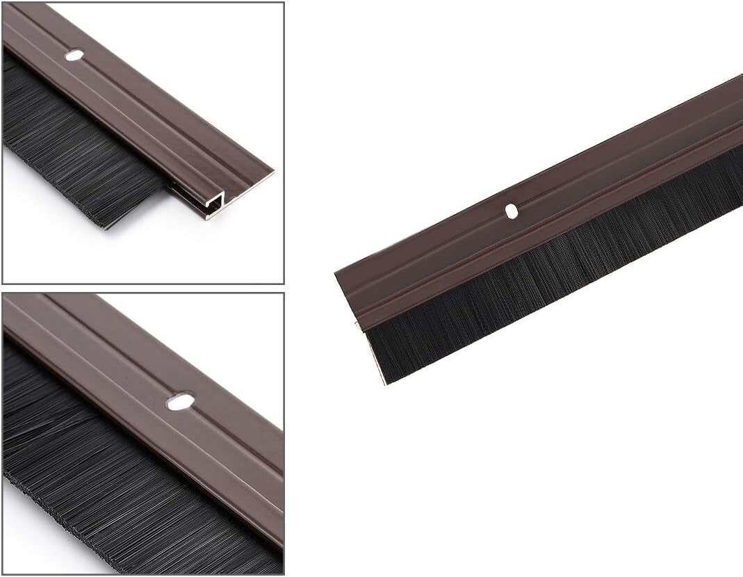Premium Aluminum Door Brush Sweep with 1M Black Soft Bristles for Gap Sealing