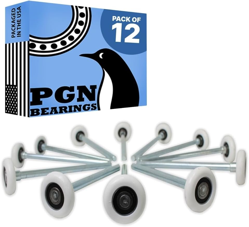 12-Pack of Low-Friction 2" Nylon Garage Door Wheels - Quiet Operation with Seals