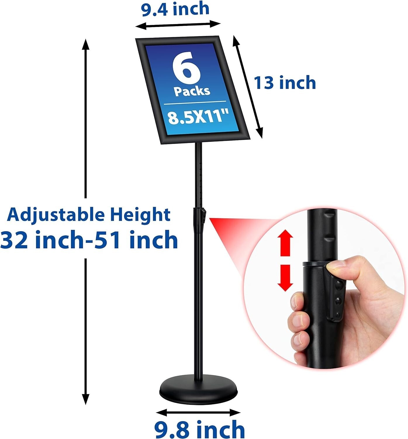 6-Pack Adjustable Sign Holder with Heavy Base - Perfect for Indoor & Outdoor