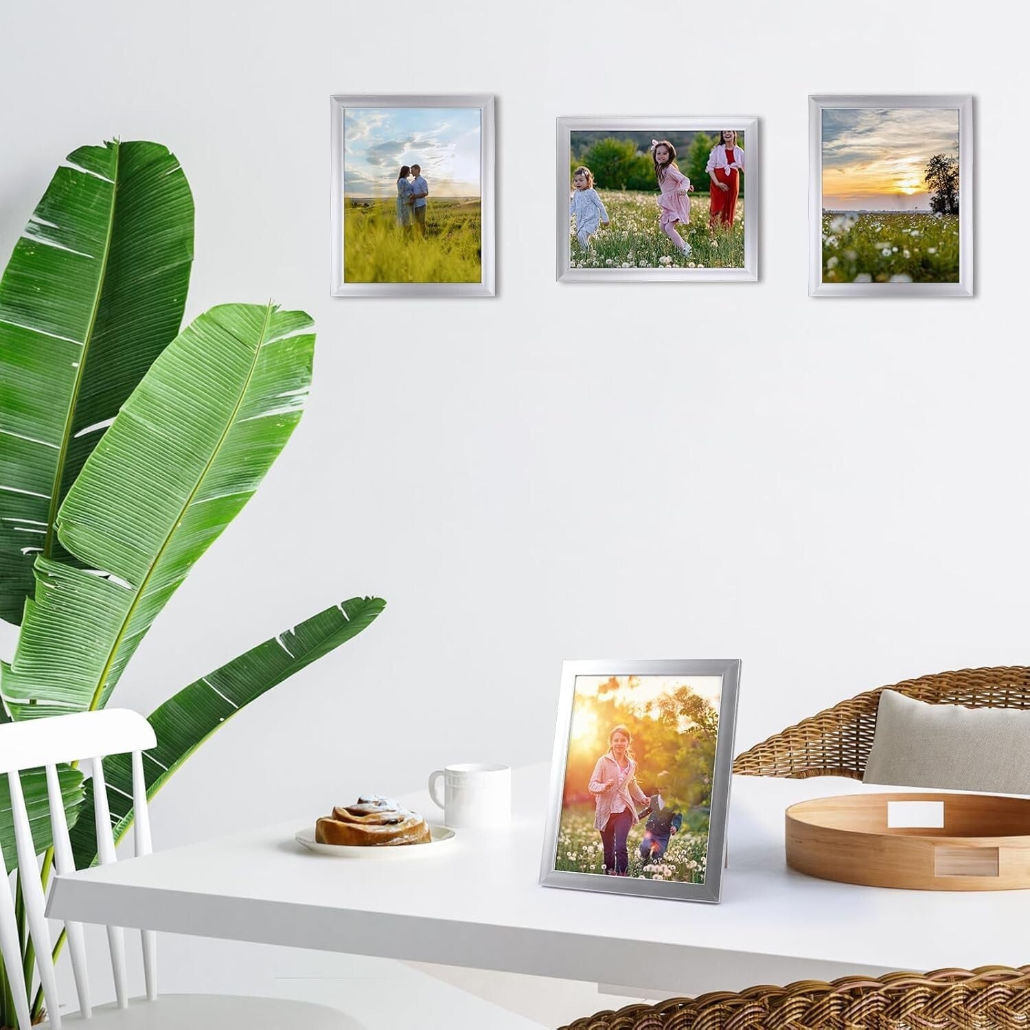 Bulk Set of 12 Glossy 8x10 Silver Frames - Ideal for Collages or Displays