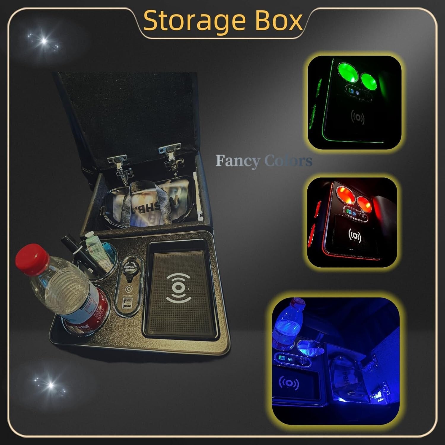 Elegant Car Center Console Organizer with Fast Charging & Space-Saving Design