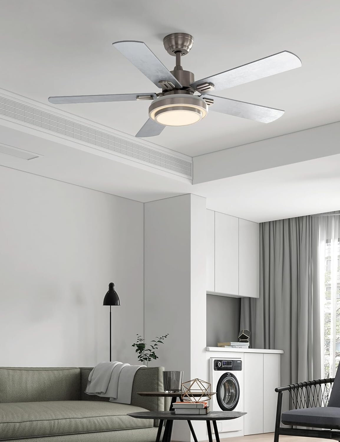 Quiet 5-Blade Ceiling Fan with LED Light and Remote Control - Modern Design