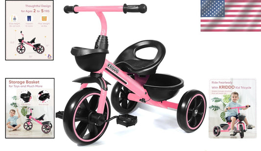 Durable Pink Tricycle for 2-4 Year Olds - Safety First with Ergonomic Comfort