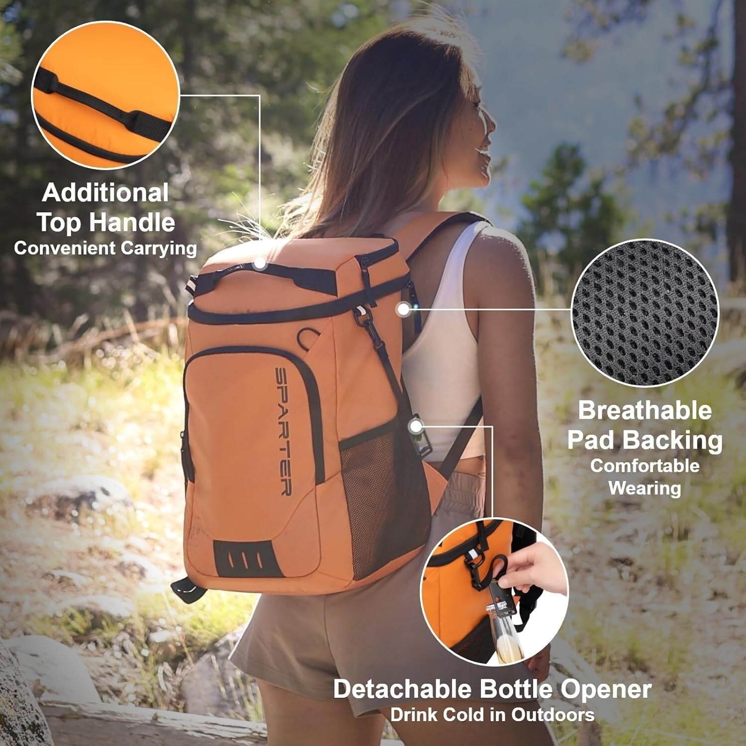 Waterproof Lightweight Cooler Backpack - 30 Can Insulated Bag with Bottle Opener