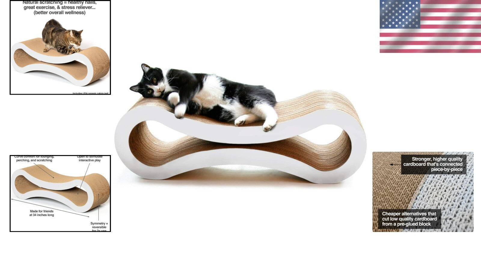 Reversible Cat Scratch Lounge with Organic Catnip - Stylish Eco-Friendly Design