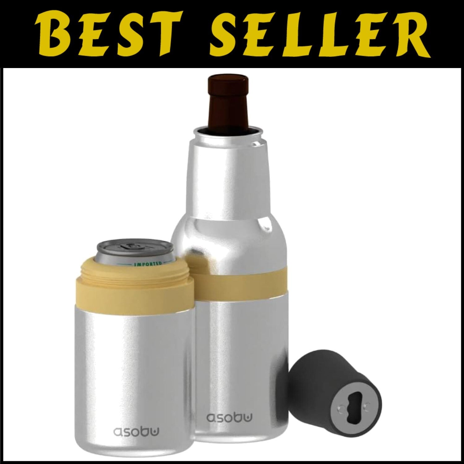 12 oz Fully Insulated Stainless Steel Beer Bottle and Can Cooler - Star Silver