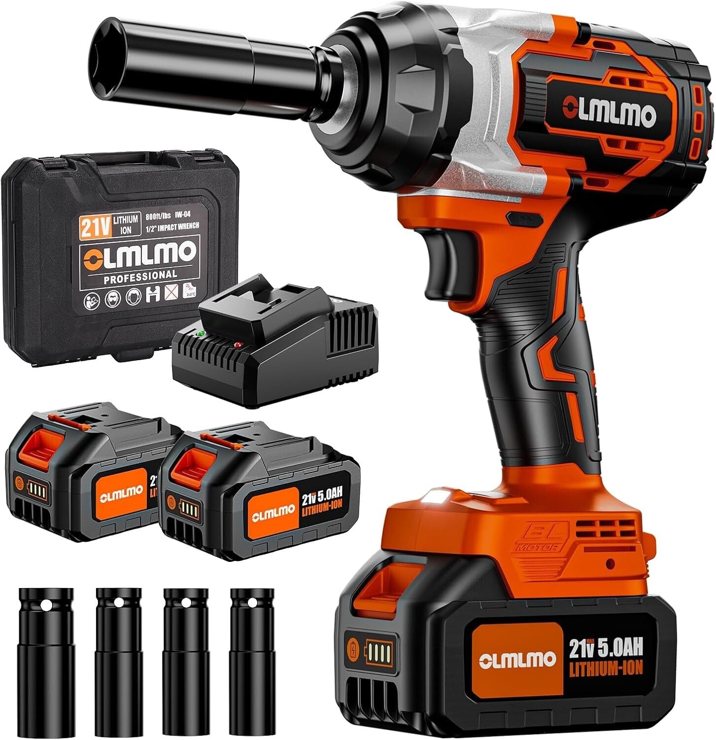 Powerful Cordless Impact Wrench 800 Ft-lbs/1100Nm - Compact Suitcase Included