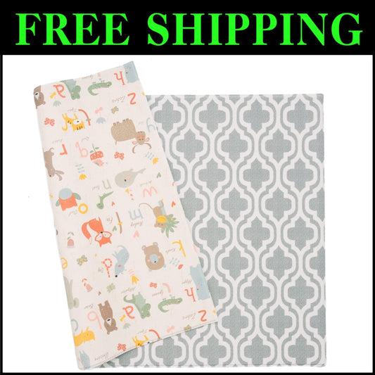 Large Moroccan Blue Play Mat: Eco-Friendly Reversible & Waterproof for Kids