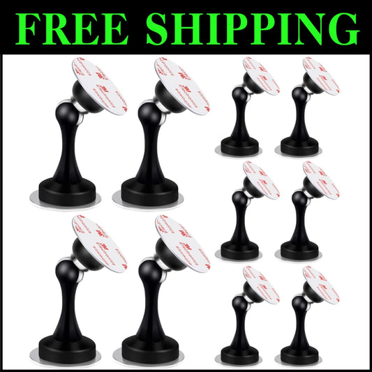 Durable Magnetic Door Stops with Adhesive Tape, 10 Pack, Effortless Installation