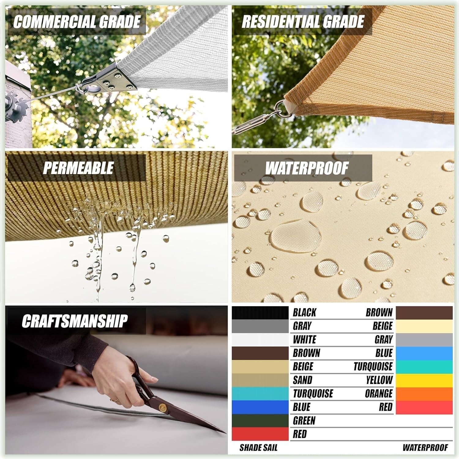 Elegant 14' x 16' Beige Shade Sail - Double Reinforced with 95% UV Blockage