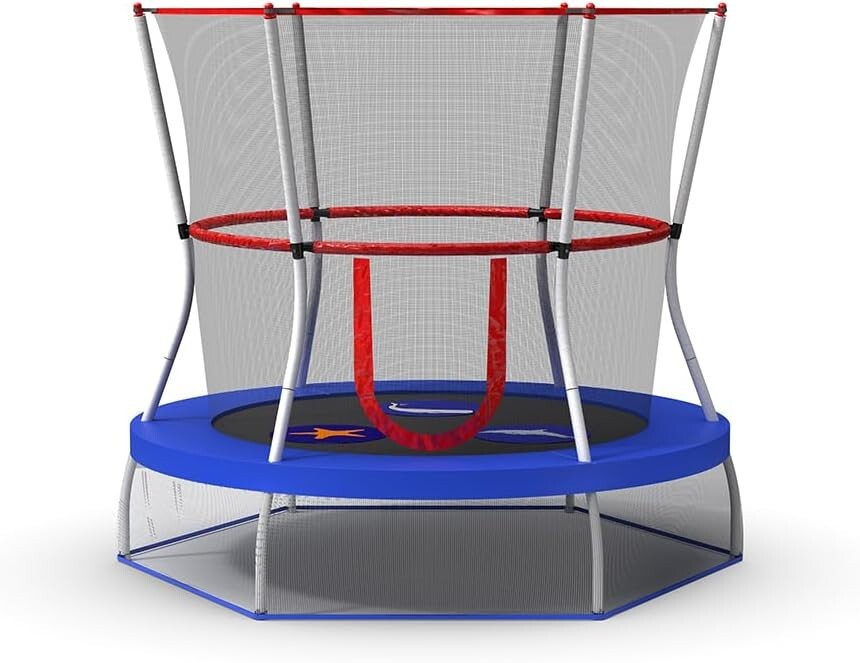 60-Inch Mini Trampoline with Safety Net for Toddlers - Sea Adventure Theme
