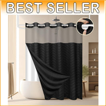 Load image into Gallery viewer, Modern Tufted Chevron Shower Curtain with Snap-on Liner, Black &amp; Light-Filtering